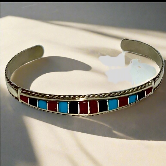 Zuni Inlay Cuff Bracelet! - Picture 2 of 11